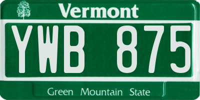 VT license plate YWB875
