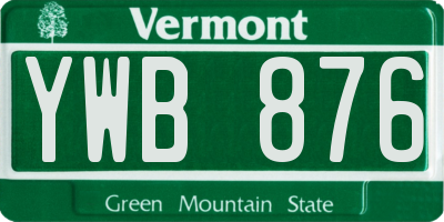 VT license plate YWB876