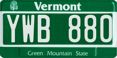 VT license plate YWB880