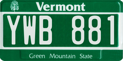 VT license plate YWB881