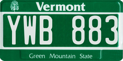 VT license plate YWB883