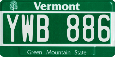 VT license plate YWB886