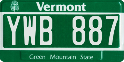 VT license plate YWB887