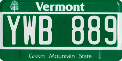VT license plate YWB889