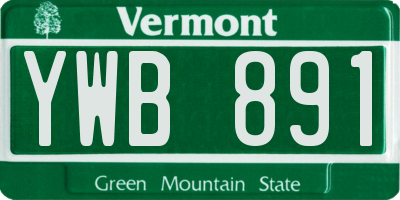 VT license plate YWB891