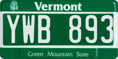 VT license plate YWB893
