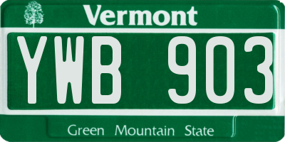 VT license plate YWB903