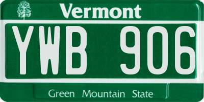 VT license plate YWB906