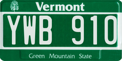 VT license plate YWB910