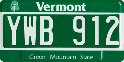 VT license plate YWB912
