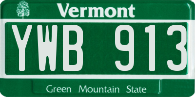 VT license plate YWB913