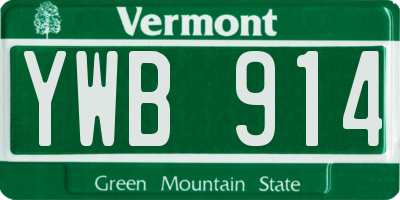 VT license plate YWB914