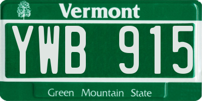 VT license plate YWB915