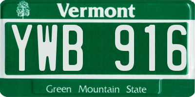VT license plate YWB916