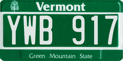 VT license plate YWB917