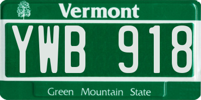 VT license plate YWB918