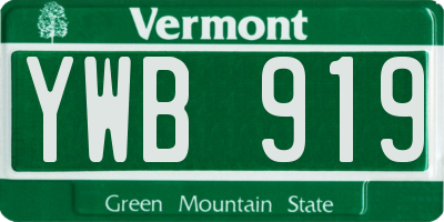 VT license plate YWB919