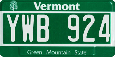 VT license plate YWB924