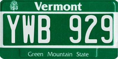 VT license plate YWB929