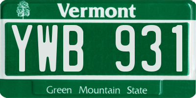 VT license plate YWB931