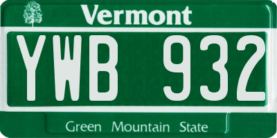 VT license plate YWB932