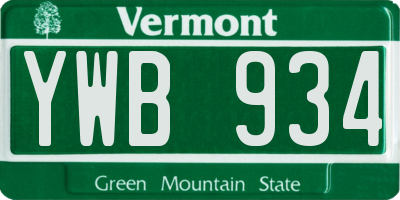 VT license plate YWB934
