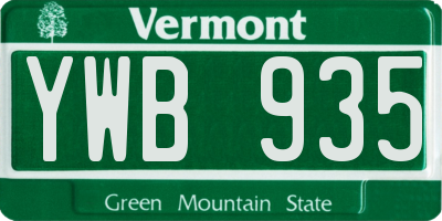 VT license plate YWB935