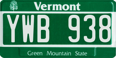 VT license plate YWB938