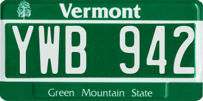 VT license plate YWB942