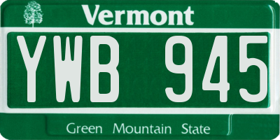 VT license plate YWB945