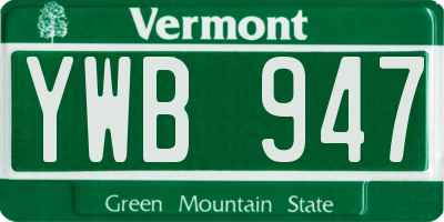 VT license plate YWB947