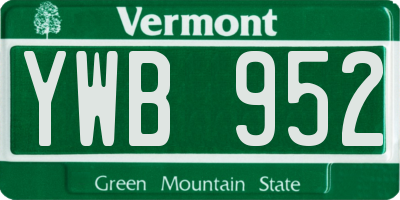 VT license plate YWB952