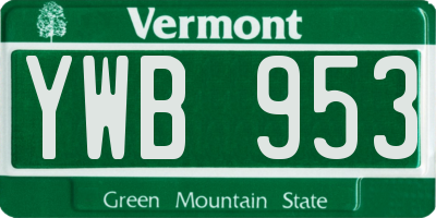 VT license plate YWB953