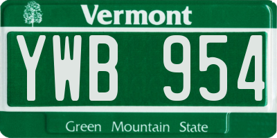VT license plate YWB954