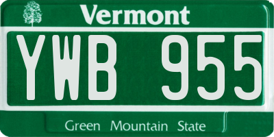 VT license plate YWB955