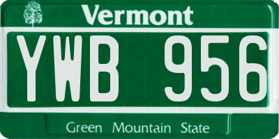 VT license plate YWB956
