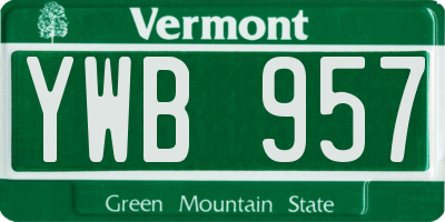 VT license plate YWB957