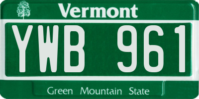 VT license plate YWB961