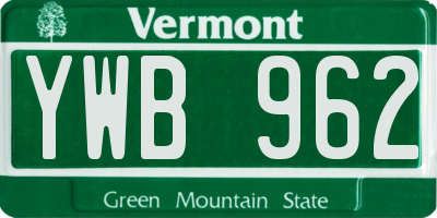 VT license plate YWB962