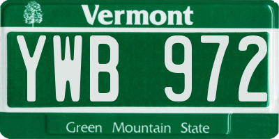 VT license plate YWB972