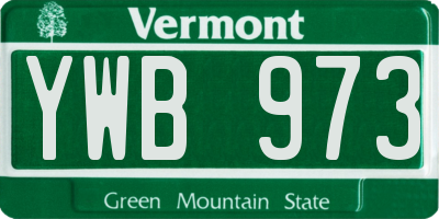 VT license plate YWB973