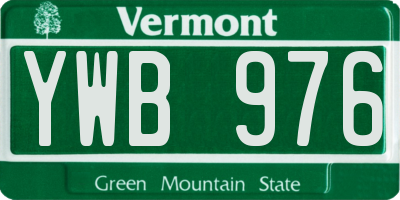 VT license plate YWB976