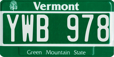 VT license plate YWB978