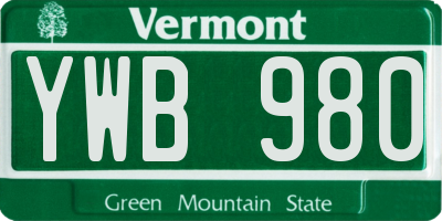 VT license plate YWB980