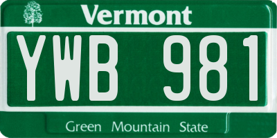 VT license plate YWB981