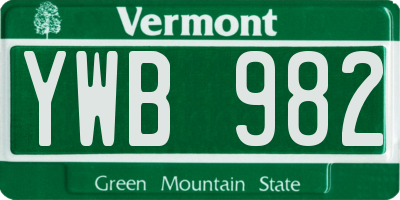 VT license plate YWB982