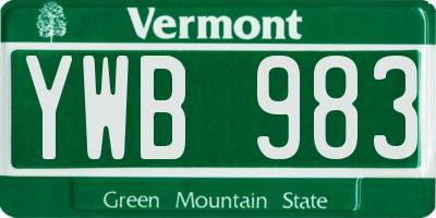 VT license plate YWB983