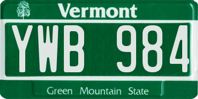 VT license plate YWB984