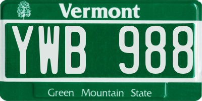 VT license plate YWB988