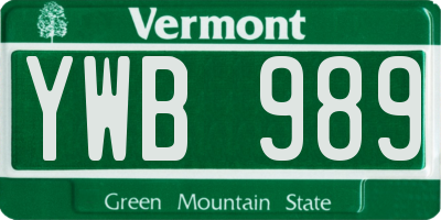 VT license plate YWB989